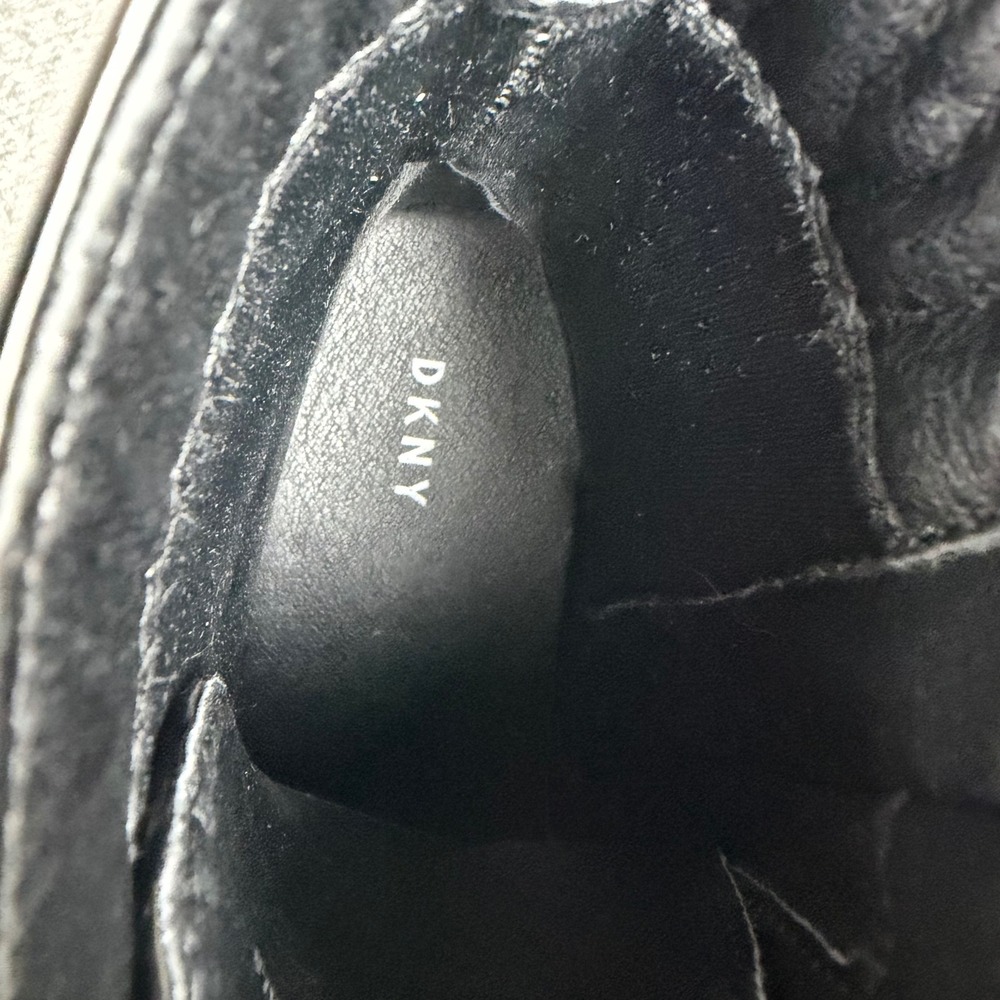 DKNY Combat Boots Girls Size 5 Black Patent Heart Logo DKN008 Lace Up Zip - Picture 4 of 7